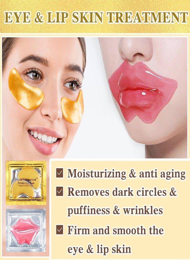 PERVALA 30PCS Lip Mask & Under Eye Mask, 24K Under Eye Patches for Puffy Eyes, Pink Lip Masks Skincare, Effectively Moisturizing the Skin, Reducing Fine Lines & Dark Circle - Image 2
